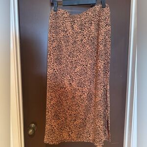 Dark Camel Leopard Women's Pull-On Knit Midi Skirt with Elastic Waist, Stretchy